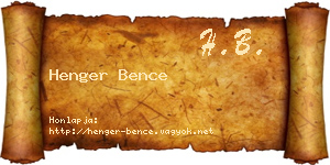 Henger Bence névjegykártya